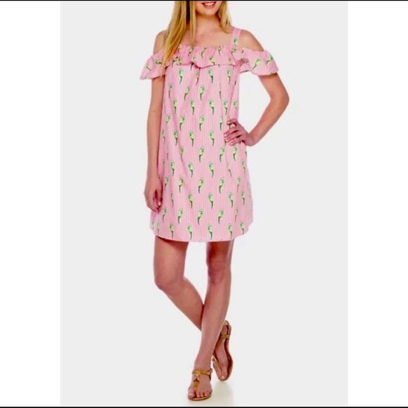 Crown & Ivy Tropical Parrot Bird Button Back Lined Dress Size Small - Picture 1 of 7